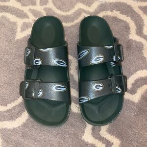 Green Bay Packers Double Buckle Sandals - S (5-6) - Green/White/Yellow